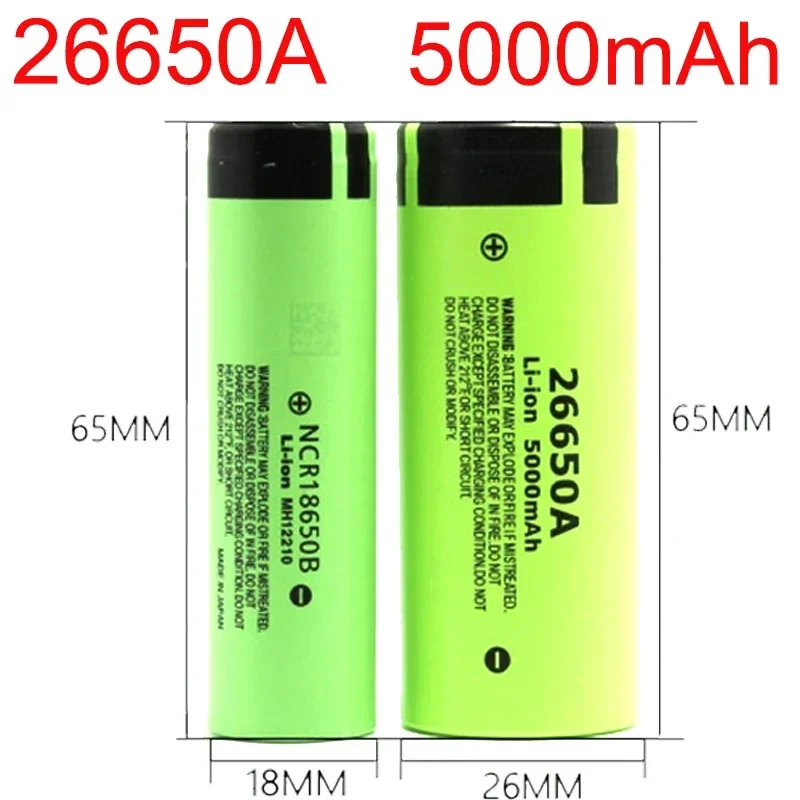 26650A  Lithium Battery Power NCR 26650 5000mah High Capacity Flashlight Power Tool