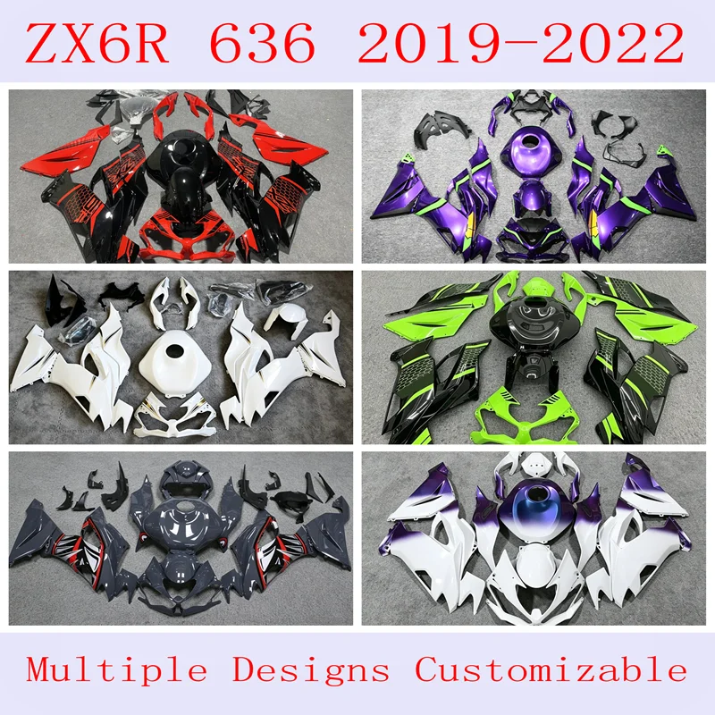 4 Gift new ABS fairing kit, suitable for Kawasaki ZX6R 636, 2019, 20, 21, 2022 model vehicles for modification. Customizable.