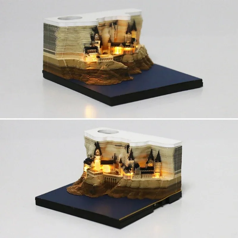 2025 3D Castle Paper Sculpture Desk Calendar Magic Castle Memo Pad Tear-Away Notepad DIY Craft Gifts for Home Office School