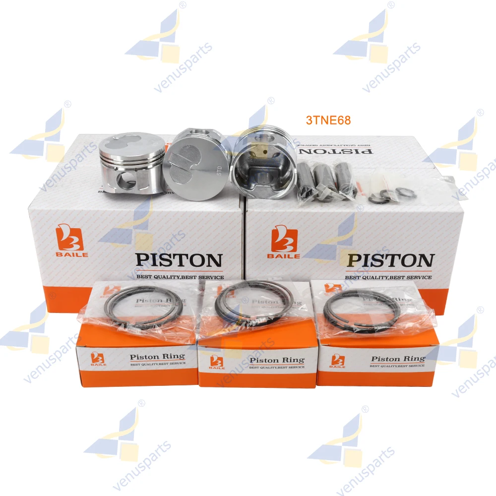 3TNE68 Overhaul Rebuild Kit for Yanmar 3D68E 3TNE68C Piston Rings Engine Parts STD 119265-22940 68*1.6HK+1.5+3mm