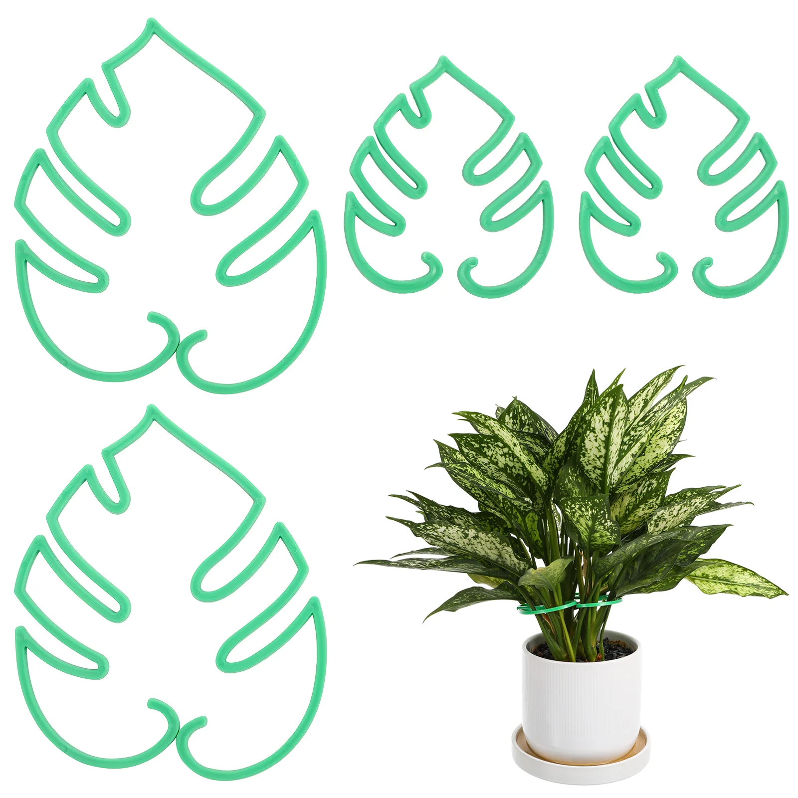 

4Pcs Monstera Shaped Plant Support Structures Indoor Outdoor Garden Accessory Easy Install Removal Sturdy Plastic Decorative
