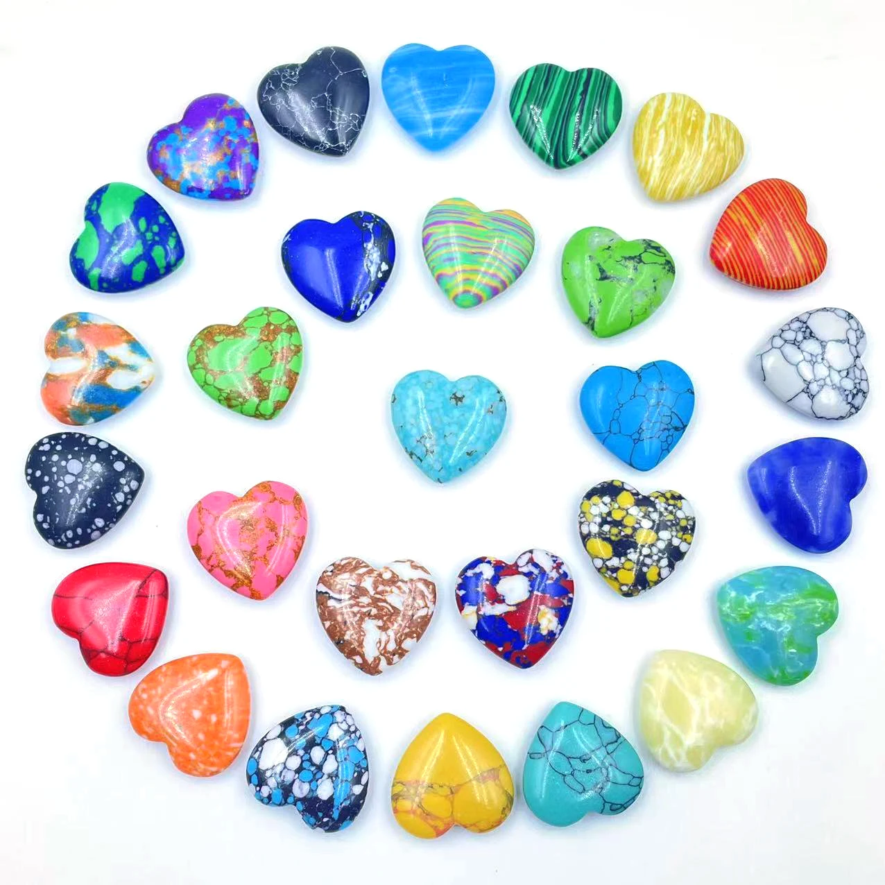 

30pcs- Random color 20mm non-porous flower pine heart DIY accessory