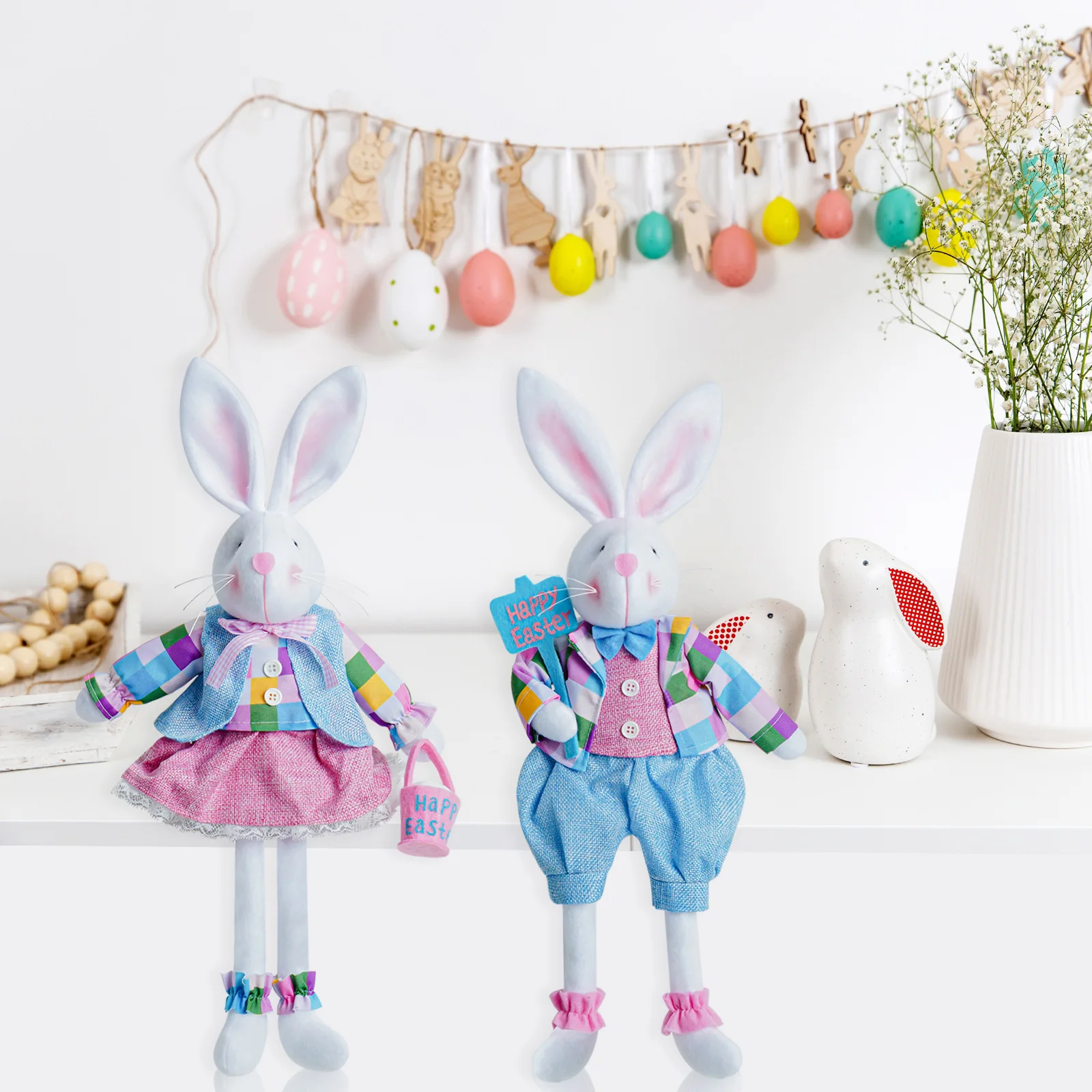 Easter Bunny Doll Child Rabbit Easter Basket Rabbit Spring Hunting Party Home DIY Decor 2025 Happy Easter Day Gift For Student