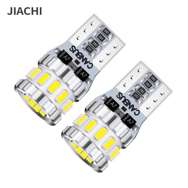 Jiachi 100 peças t10 w5w canbus lâmpada led sem erro luz automotiva 12-24v 5630 3014chip 18smd