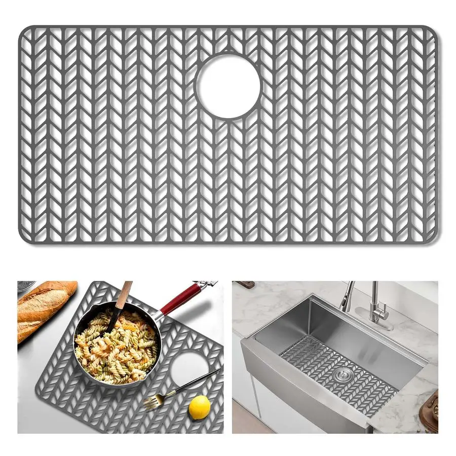 

Sink Protectors for Kitchen Mat 30x 16 Silicone Kitchen Sink Mat Grid for Bottom of Farmhouse Stainless Steel Porcelain with Rea