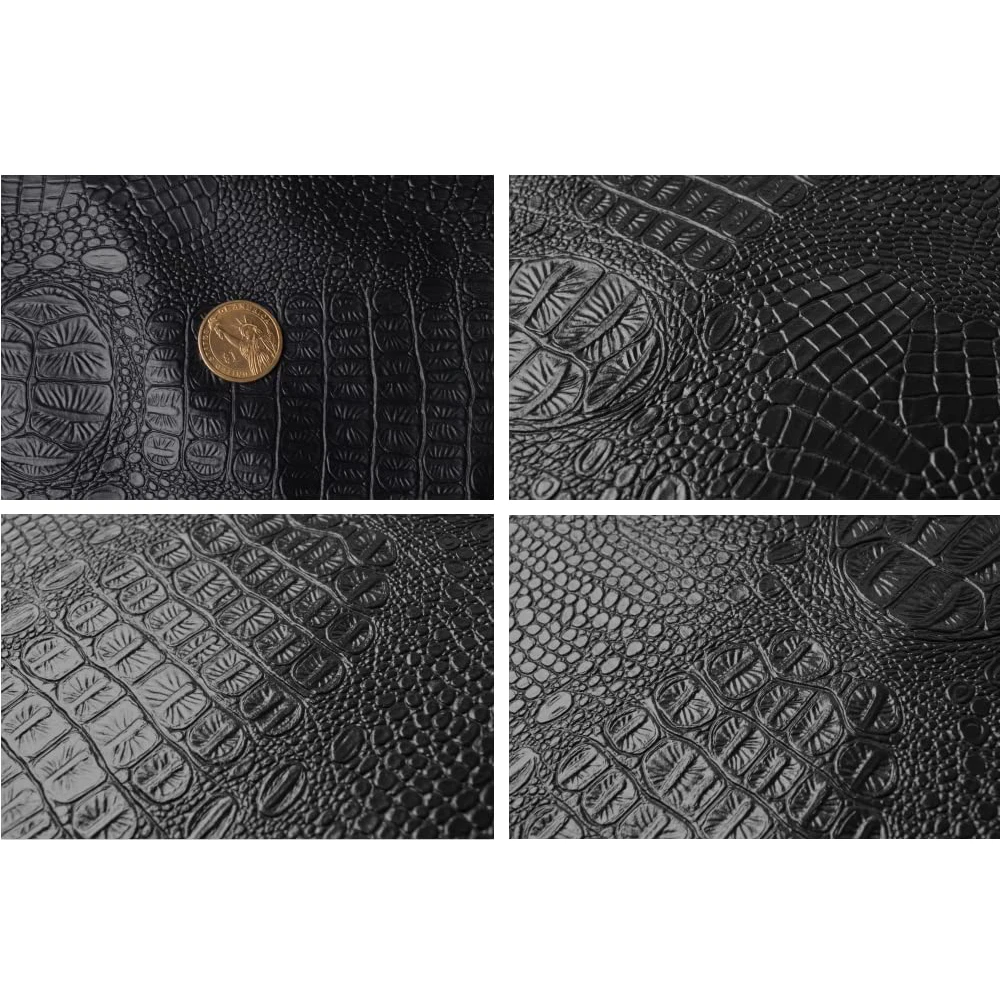 Self-Adhesive Alligator Fabric Soft Textured Crocodile Vinyl Faux Leather Gator Skin Embossed Upholstery DIY Craft Leather