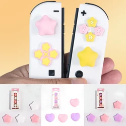 Cute Stars Silicone Soft Dpad Cross Button ABXY Key Sticker Skin Case For Switch Oled/Lite NS Joy-con Thumb Stick Grip Cap Cover