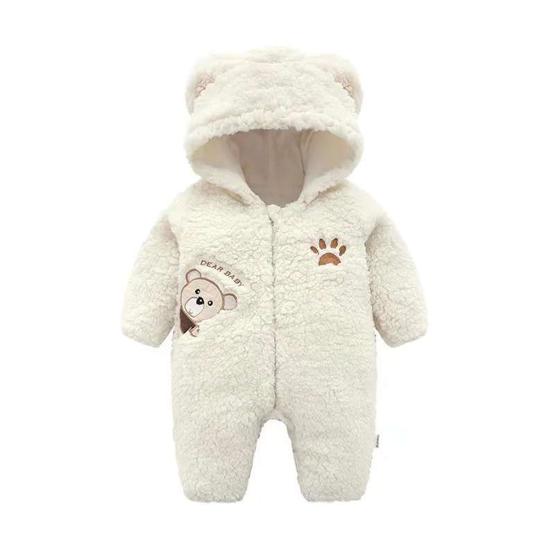 

Winter Thicken Baby Girl Romper Long Sleeve Infant Climbing Suit Ear Hooded Soft Toddler Boy Jumpsuit Children Clothes Warm A770