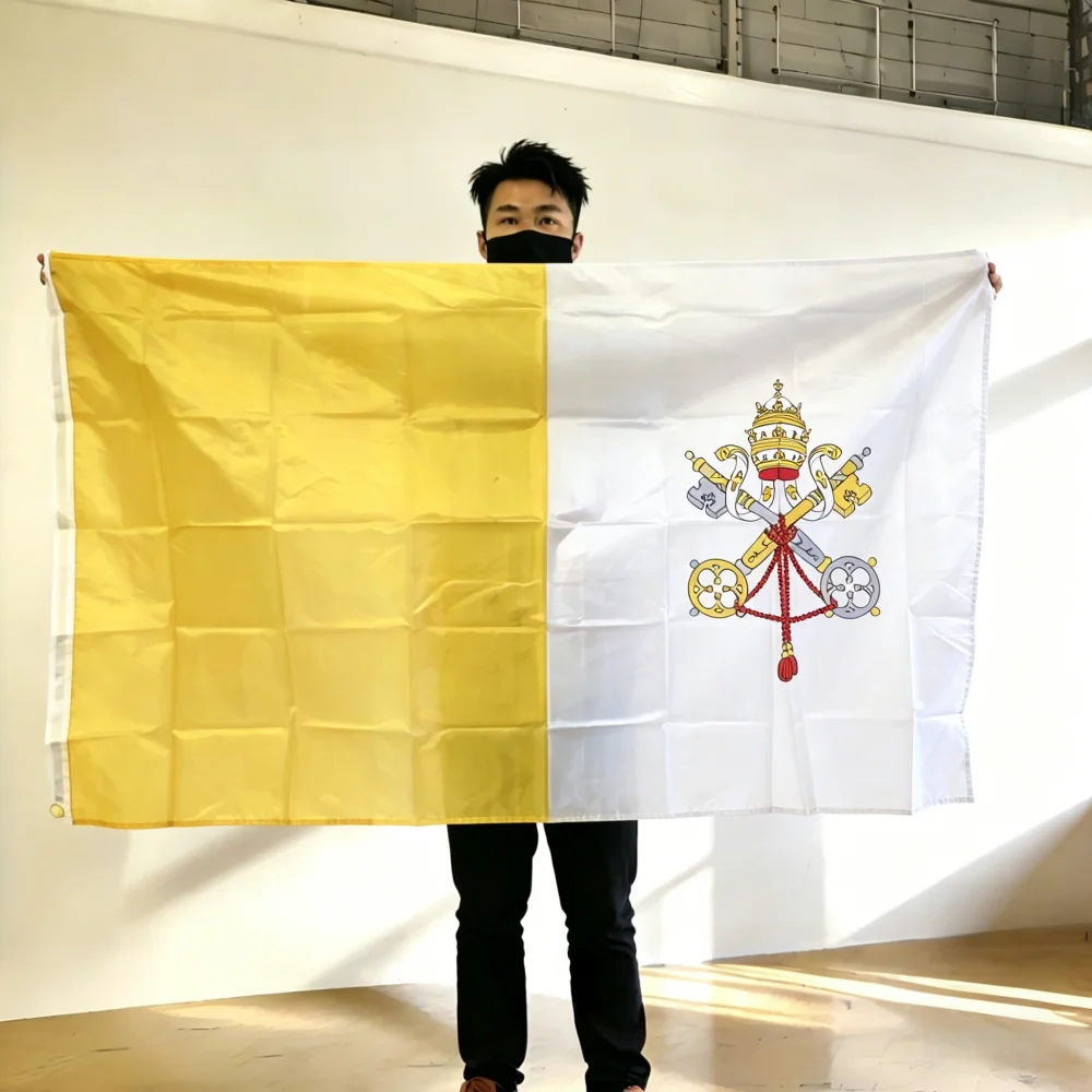 FlagGo Vatican City Flag 150x90cm 3x5 FT Yellow White Crossed Keys Papal Tiara Polyester Double Stitched Outdoor Indoor Decorati