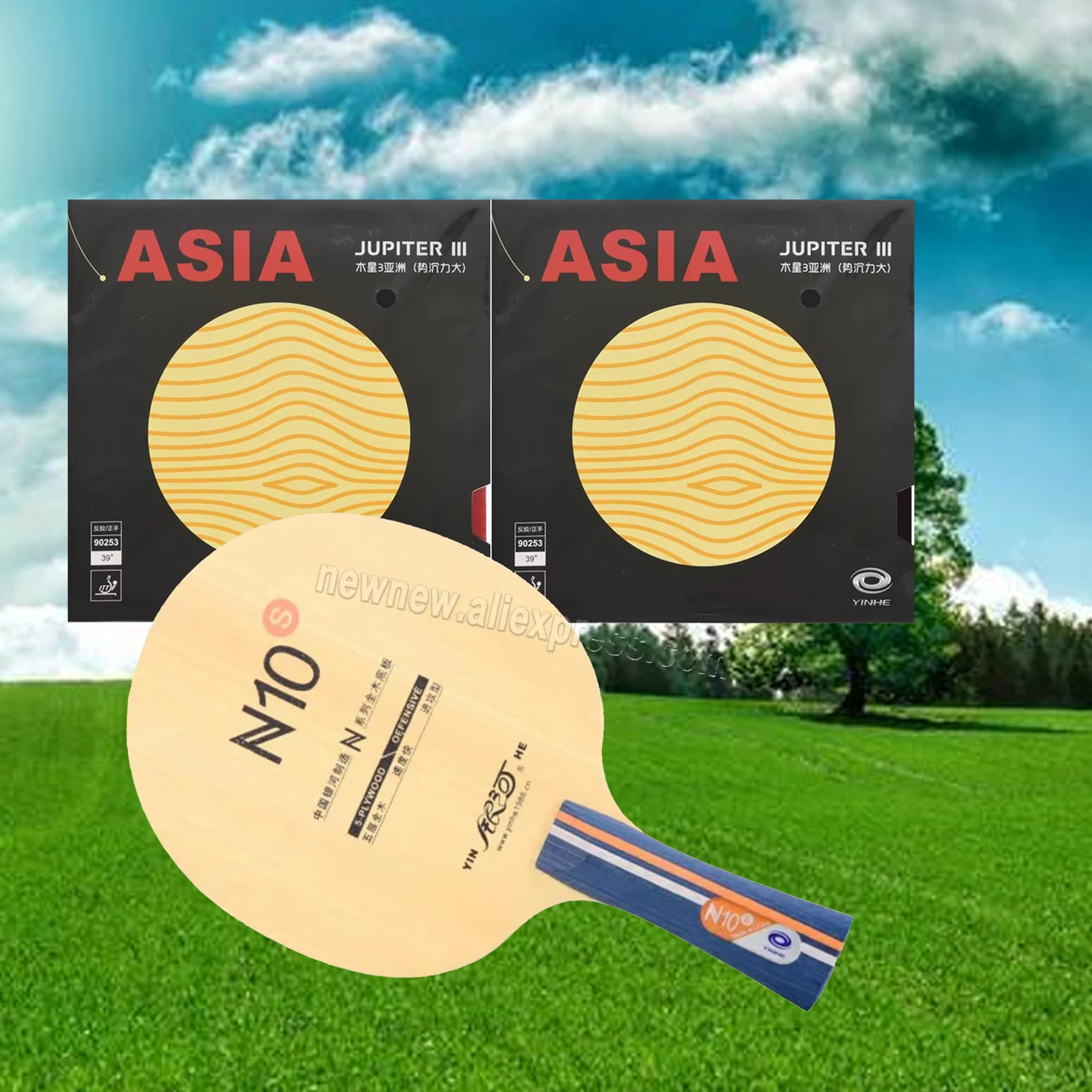 

Pro Combo Racket Yinhe N10s N-10s Table Tennis blade with 2X JUPITER 3 JUPITER III Asian Pips-In PingPong Rubber