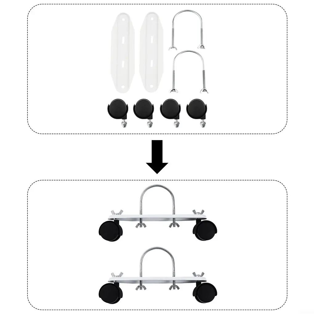 2x Premium Carbon Steel Radiator Brackets With Rotatable Wheels For Electric Radiator Black