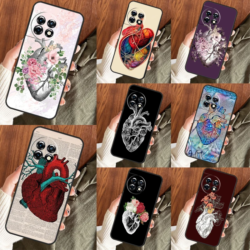 Human Anatomy Heart Art Case For OnePlus Nord 2 2T CE 3 Lite N10 N20 Ace 8T 9R 9RT 10R 10T 11R 8 9 10 Pro 11 Cover