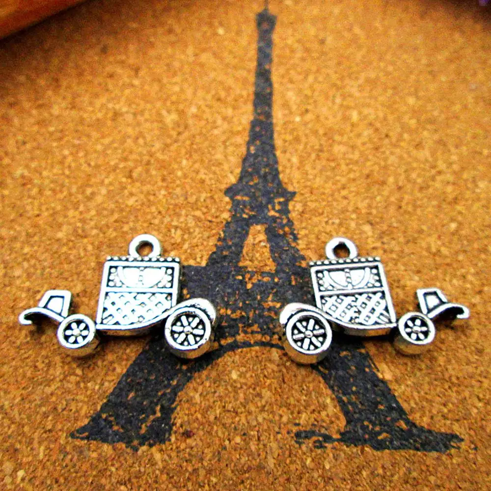 

40pcs--26 x18mm Carriage Charms For Jewelry Making DIY Findings Antique Silver Color Alloy Pendants