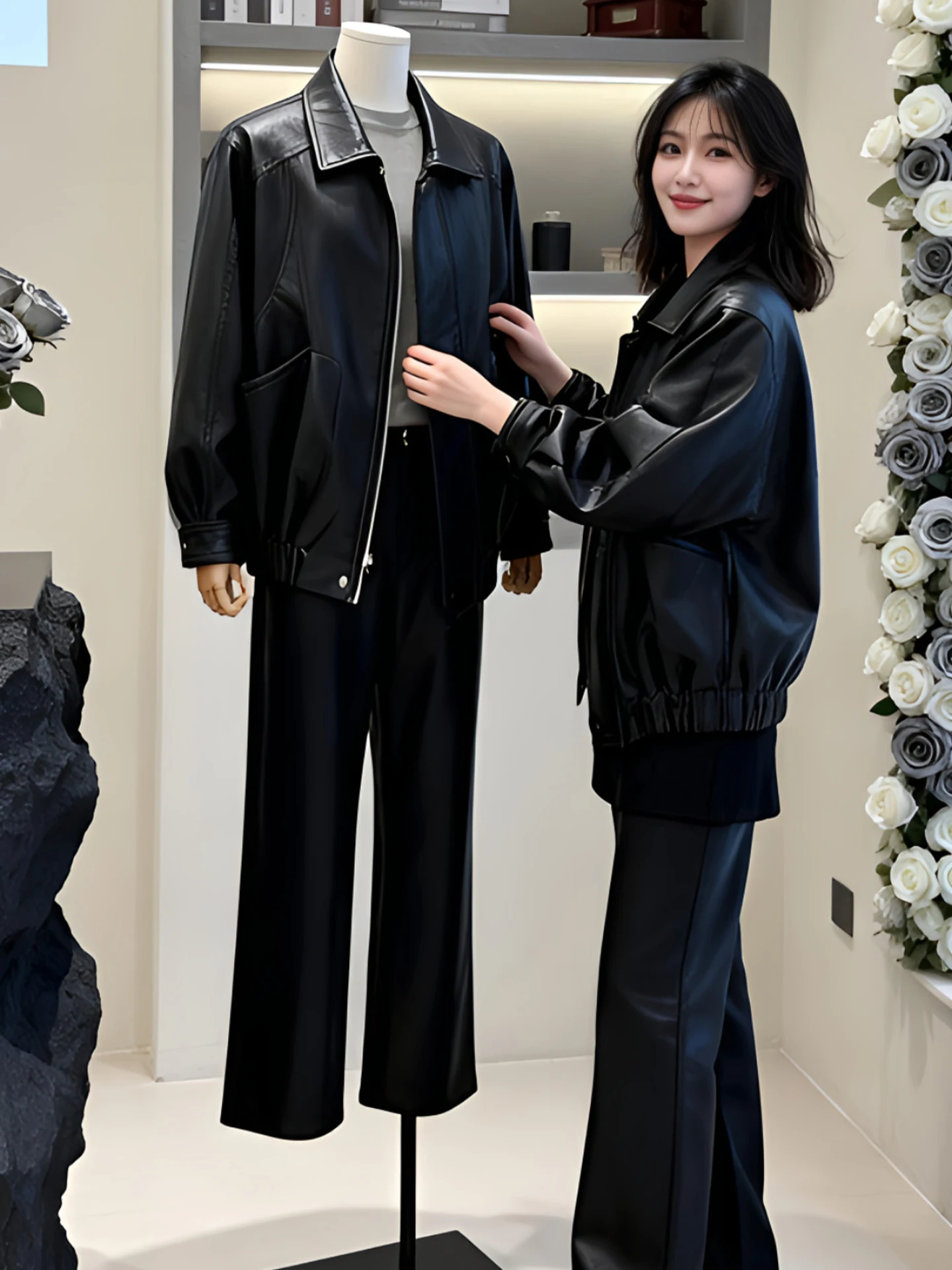 

Повседневная легкая теплая модная ретро-куртка из искусственной кожи на молнии в корейском стиле, средней длины, с молнией, для города