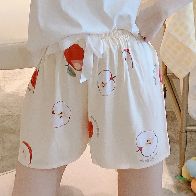 

Sleep Bottoms Women Print Fashion Summer Sleepwear Loose Chic Soft Cute Sweet Korean Style Casual Elastic Waist Vintage Simple