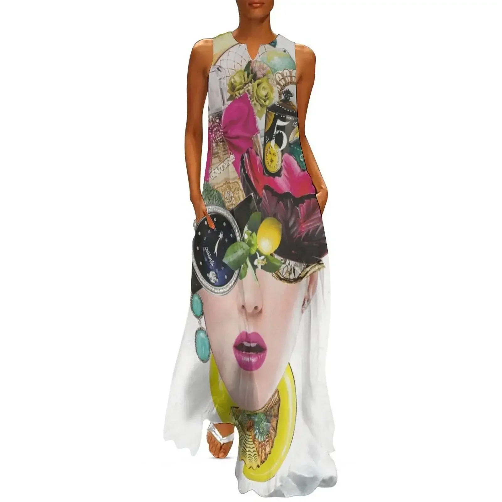 

Face Collage Created With Magazines Paper, ¨ Believe With Your Heart That Everything You Desire Is On Its W Long Dress