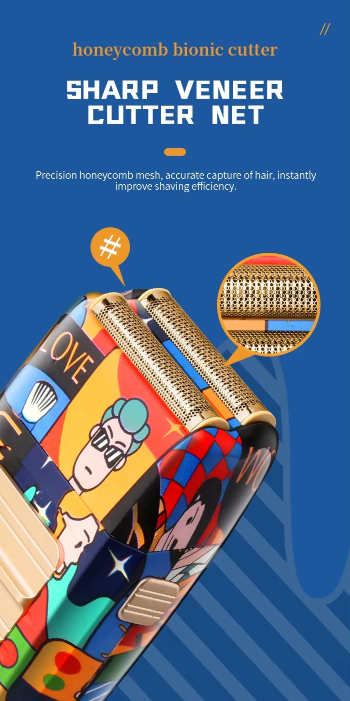Kemei Professional Electric Hair Clipper Rechargeable Graffiti Pattern Beard Trimmer Men's Shaver KM-MAX2092 KM-MAX5090 KM-1102H