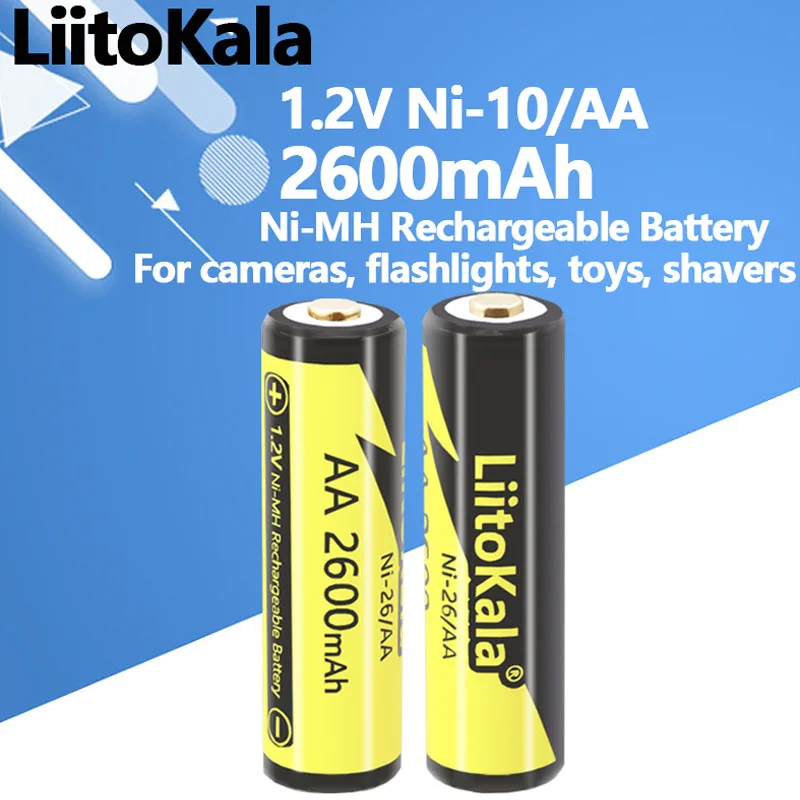 1-16PCS  Liitokala Ni-26/AA  AA 1.2V NiMH Rechargeable Battery 2600mAh Large Capacity for Camera Flashlight Toys Razor Battery