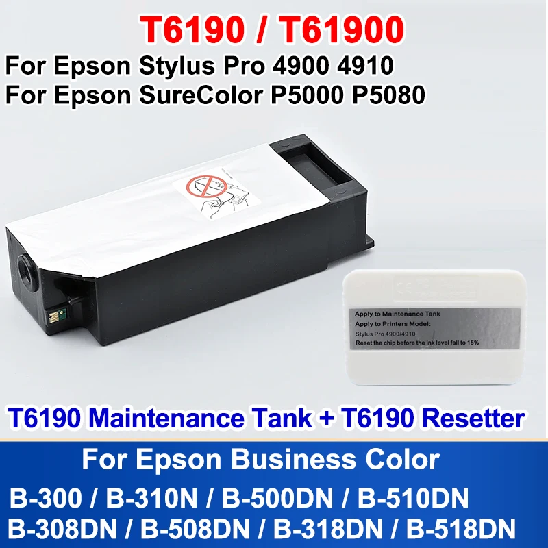 T6190 T61900 Maintenance Tank Chip Resetter For Epson 4900 P5000 P5080  B300 B310 B500 B510 B308 B508 B318 B518 Waste Tank Box