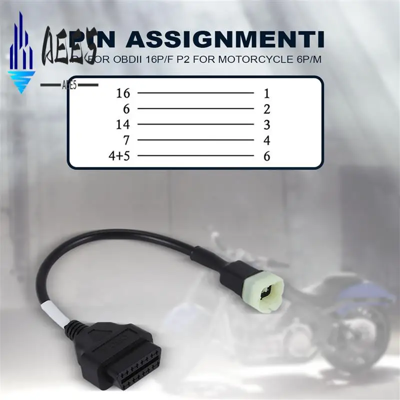 

AEE5-6, 16-контактные разъемы OBD2, диагностические инструменты, удлинительные кабели OBD, адаптеры для мотоцикла Kawasaki, серия Z