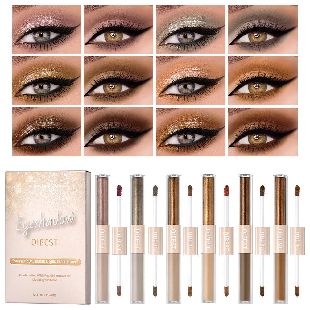 

Waterproof 2 In1 Liquid Eyeshadow Set Matte Shining Double Head Eye Shadow Pen 12 colors Gray Brown Gillter Makeup Eye Cosmetic