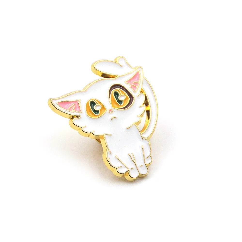 Anime Suzume No Tojimari Daijin Enamel Pin White Cat Bag Brooch Cartoon Animal Badge Denim Lapel Pin Jewelry Cosplay Accessories