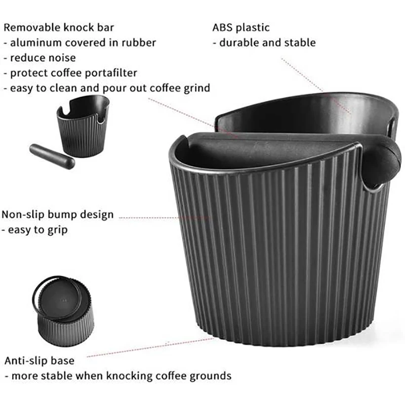 newA10R Espresso Grounds Knock Box,Small Coffee Puck Knock Box with Removable Knock Bar for Espresso Machine Coffee Grind
