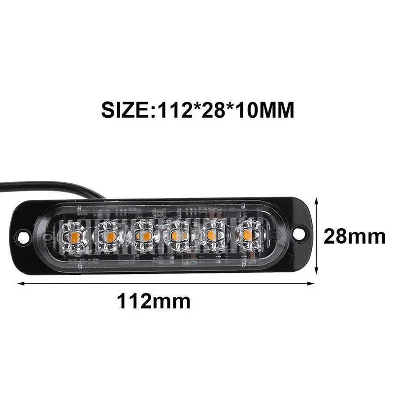 12V-24V Emergency Strobe Lights, Universal 6 LED 18W Surface Mount Emergency Warning Flashing Strobe Light Bar for Car Truck