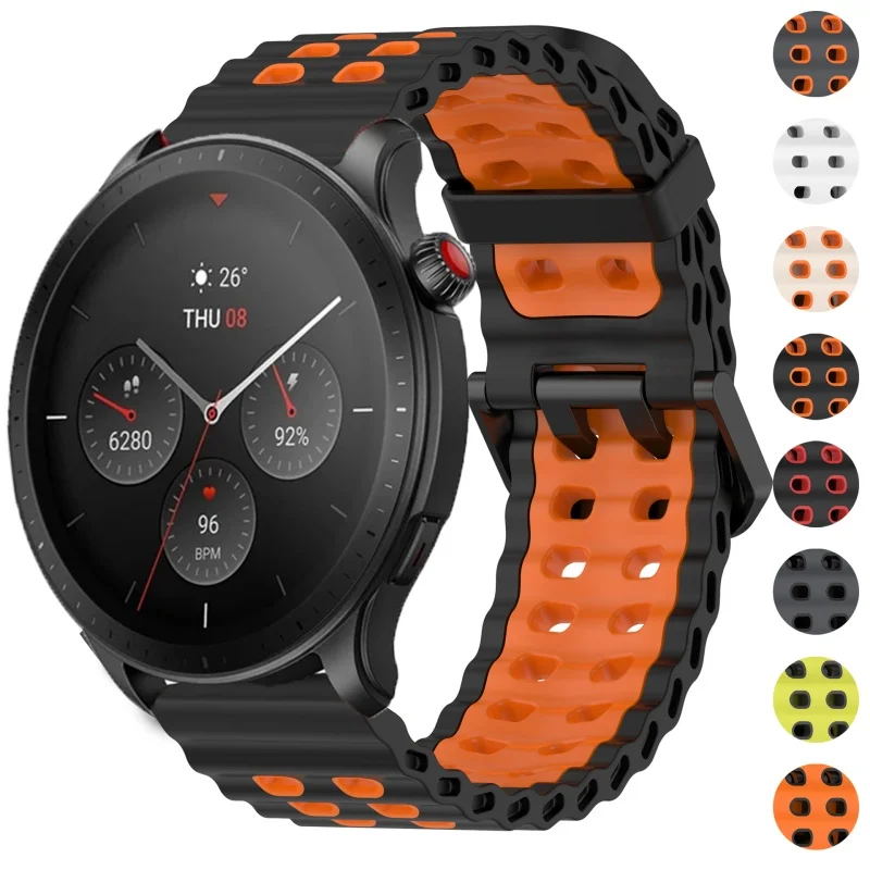 Silikonarmband für Amazfit GTR 4 GTR 3 Pro Stratos Pace 2 2S 3 Bip5 Sportarmband für Amazfit Balance Atmungsaktives Armband