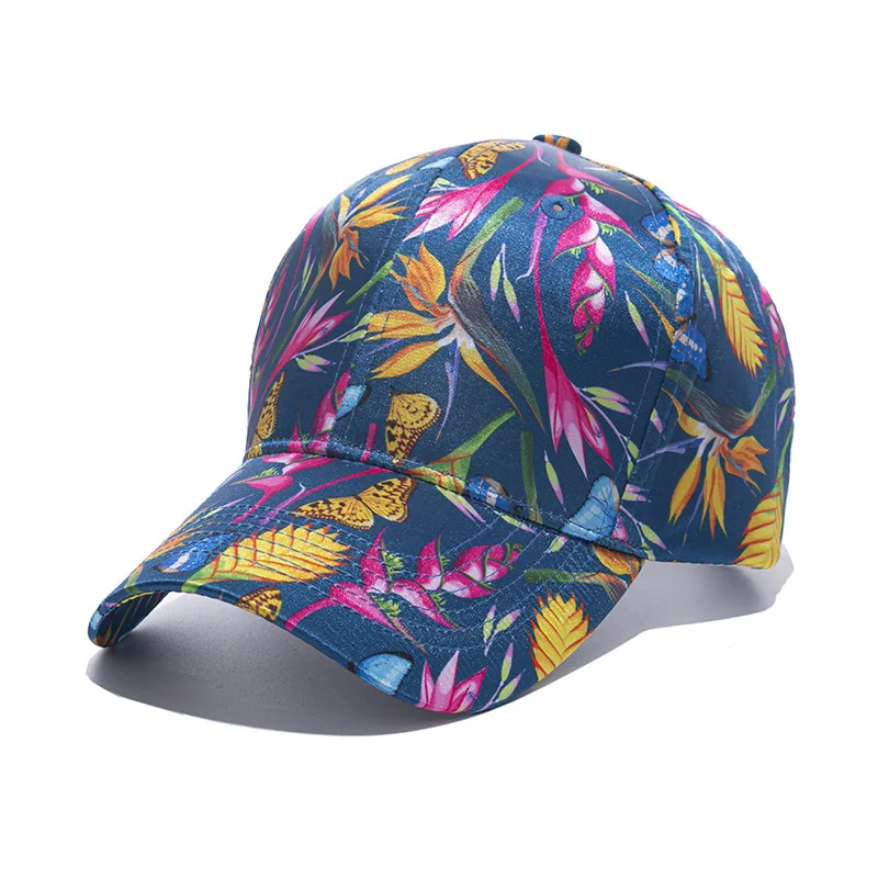 Japanese New Men\'s and Women\'s Summer Sun Hat Bird Flower Printing Simulation Silk Hat Outdoor Leisure Baseball Cap Casquette