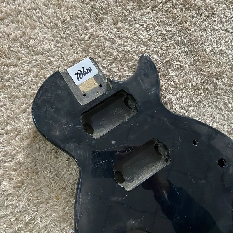 Unfinished Electric Guitar LP Guitar Body Black Color Solid Basswood Bolt-on DIY&Replacement Guitar Parts TB620