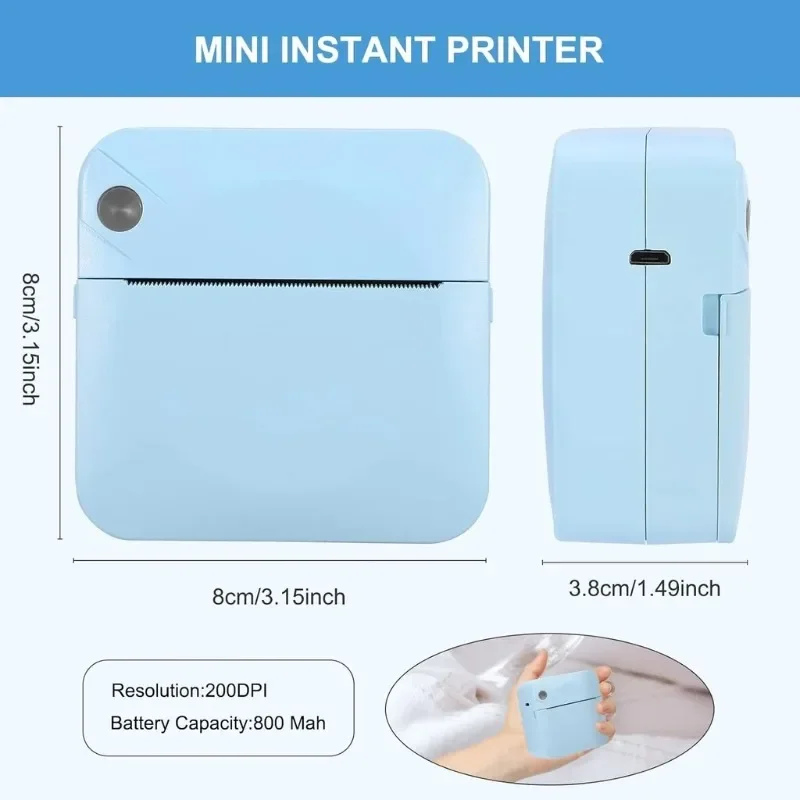 Portable Thermal Printer Mini Photo Receipt Sticker Label Printer Bluetooth Connected IOS/Android Sticker Maker Photo Printer