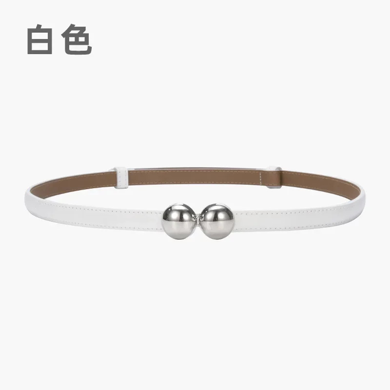 

Fashion Spherical Buckle Decorative Belts Adjustable Skinny Belt Women Cowhide Women's Belt Dress Accessories Belts for Women