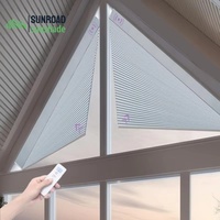 Sunroad Electric, Alexa-compatible triangular cellular blackout blinds.