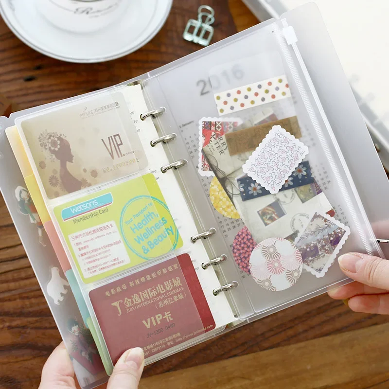 Fromthenon A5A6A7 Transparent PVC Storage Bag for Travelers Notebook Diary Day Planner Zipper Bag Business Cards Notes Pouch