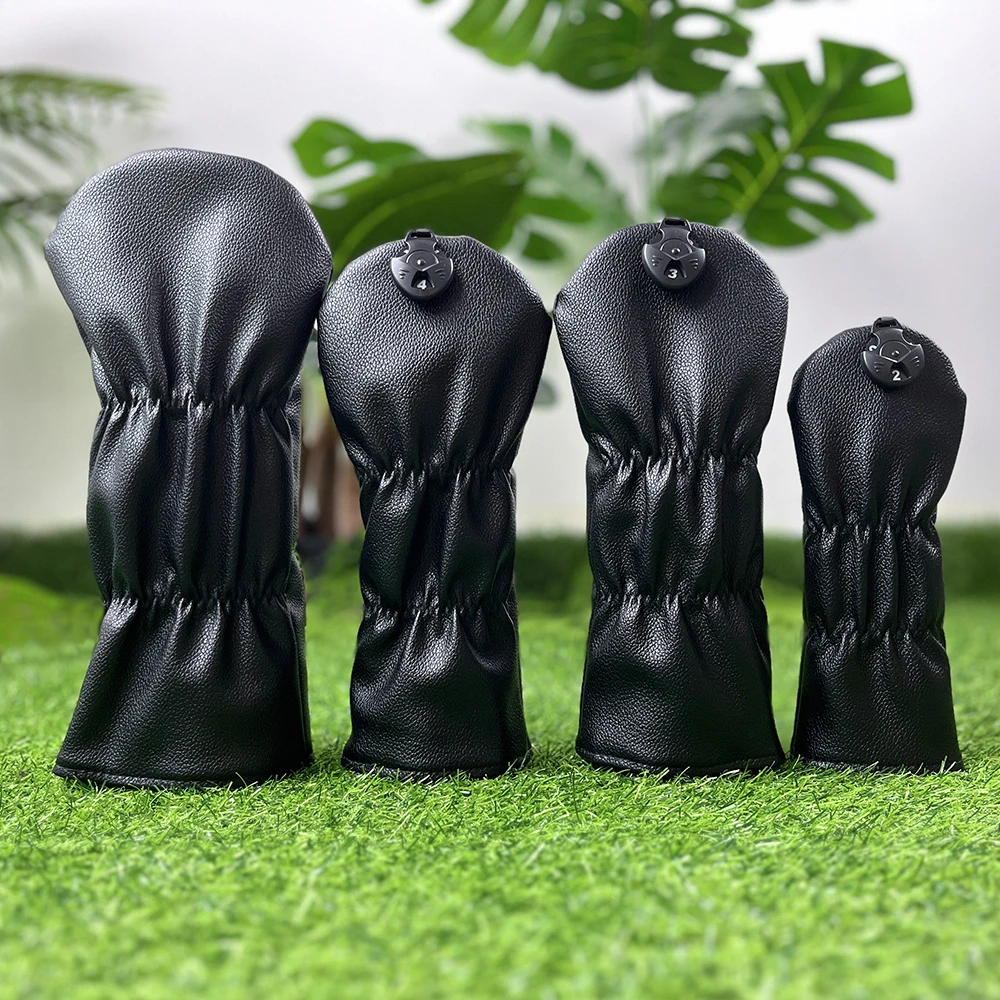 1pc/3pcs Driver/Fairway/Hybrid - Golf Club Headcovers with Numbers 8 and 24 and Five Star Embroidery | Black and Yellow