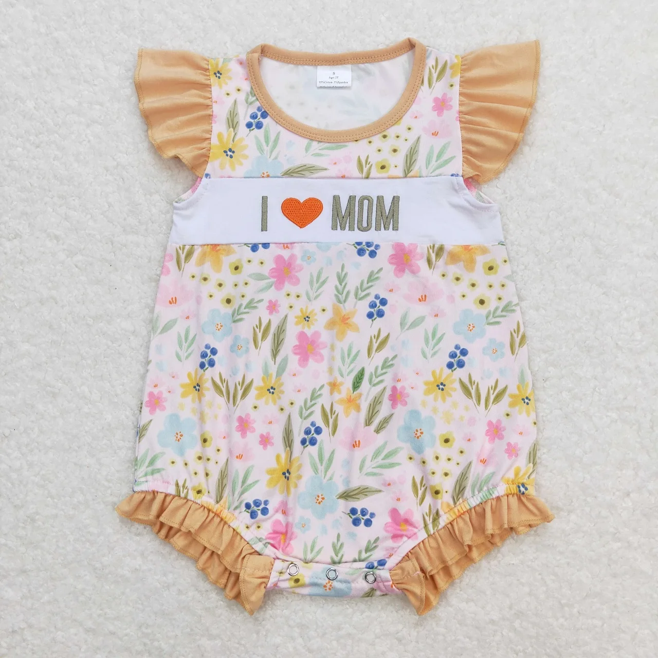 Wholesale Kids Toddler Embroidery Sleeveless Mama\'s Boy Girl Jumpsuit Camo Floral Mom Bubble One-piece Newborn Romper Clothing