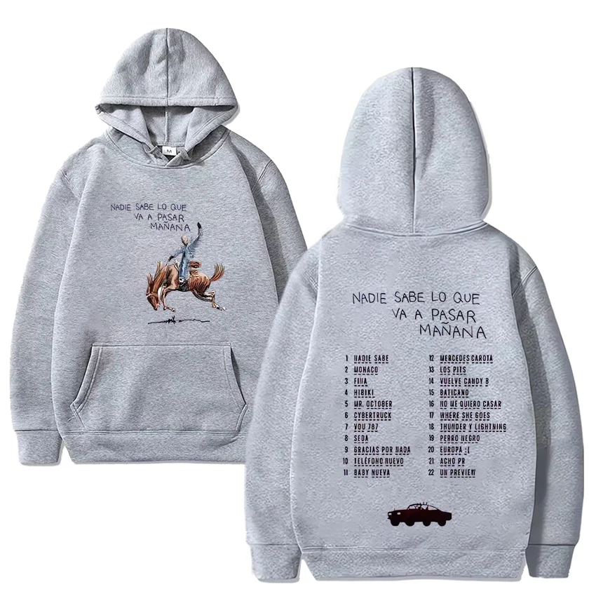 Bad Bunny Hoodies Nadie Sabe Lo Que Va APasar Manana Sweatshirt Men Women Casual Fashion Music hoodie Unisex vintage pullovers