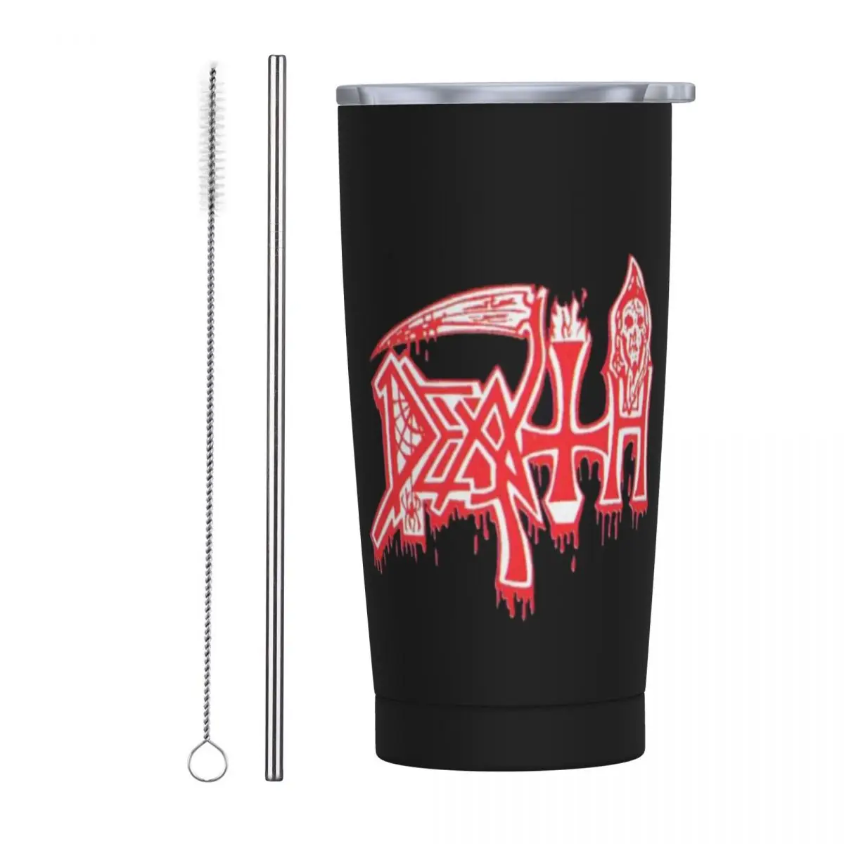 Death Band Rock Band Metal Music Stainless Steel Tumbler Vacuum Insulated Mug Thermal Cold Cup Straw With Lid 20oz
