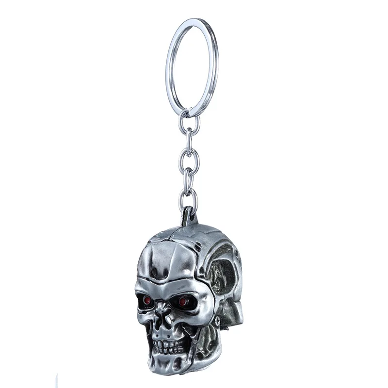 Terminator llavero con cabeza de calavera para hombres y mujeres, llavero con colgante de esqueleto humano, joyería Elektroniczny morderca, accesorios para llaveros de coche