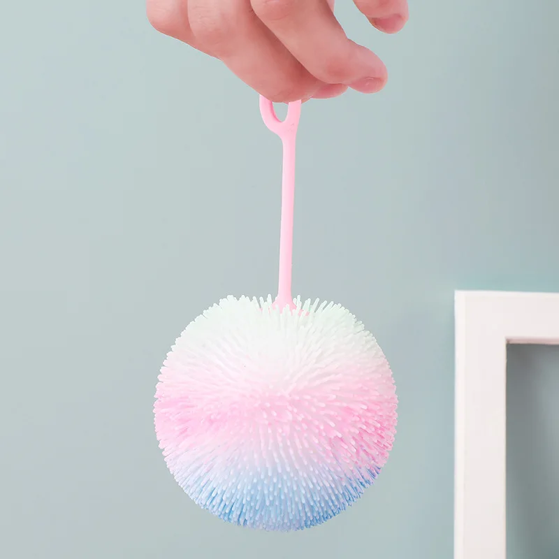 Squishy Flash Macaron Squeeze Fur Ball Cute Pinch Funny Glowing Furry Ball Sensory Fidget Kids Decompression Toy Party Gift