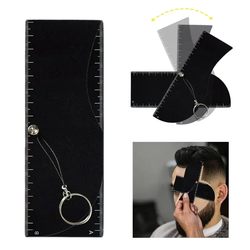 1pc Reusable Black Hair Enhancement Barber Card with Numbered Scale Hairline Stencil Ruler Easy to Clean     Beard Line Up Tool