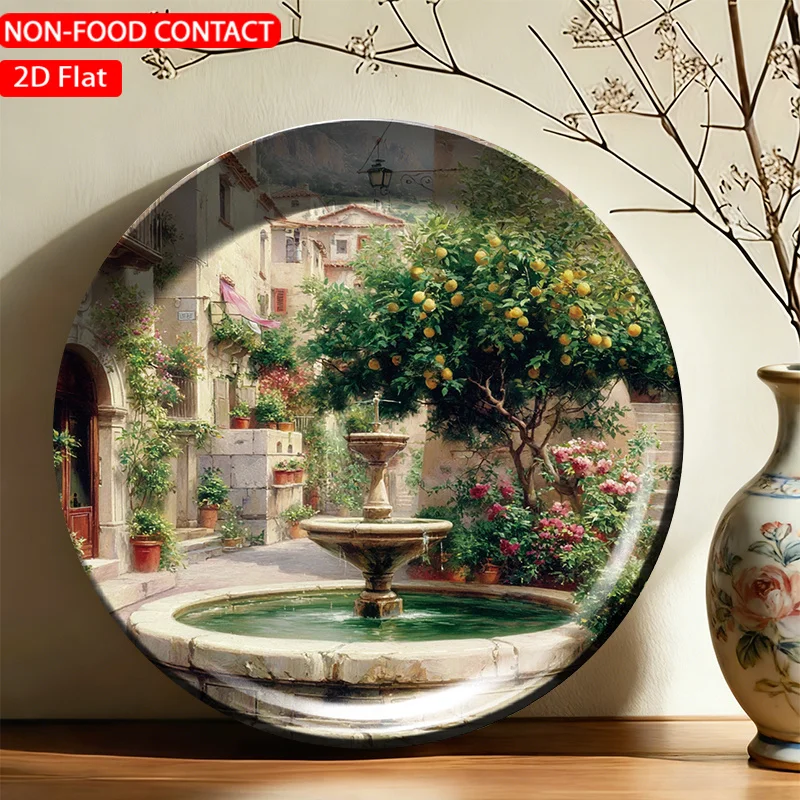 1pc Ceramic Decorative Plate, Retro Alley Art Decorations, Wall Home Decor- for Decorative Purposes Solely, NON-FOOD CONTACT-
