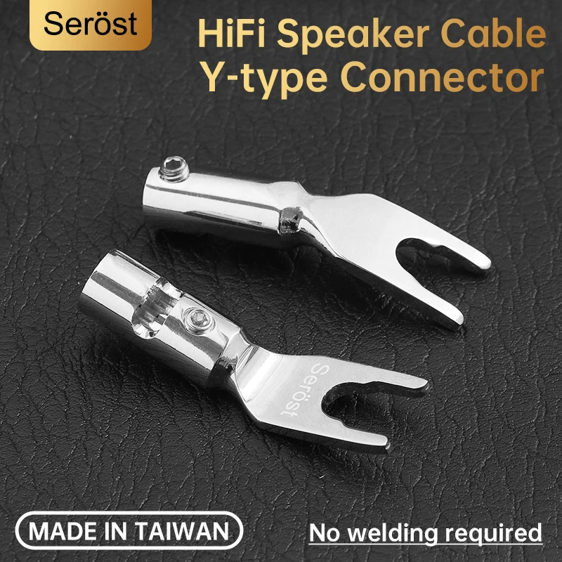 Serost HiFi Audio Banana Plug U/Y Spade Plug Fork Connectors Gold-Plated Copper Plug for Speaker Amplifier Cable Jack DIY