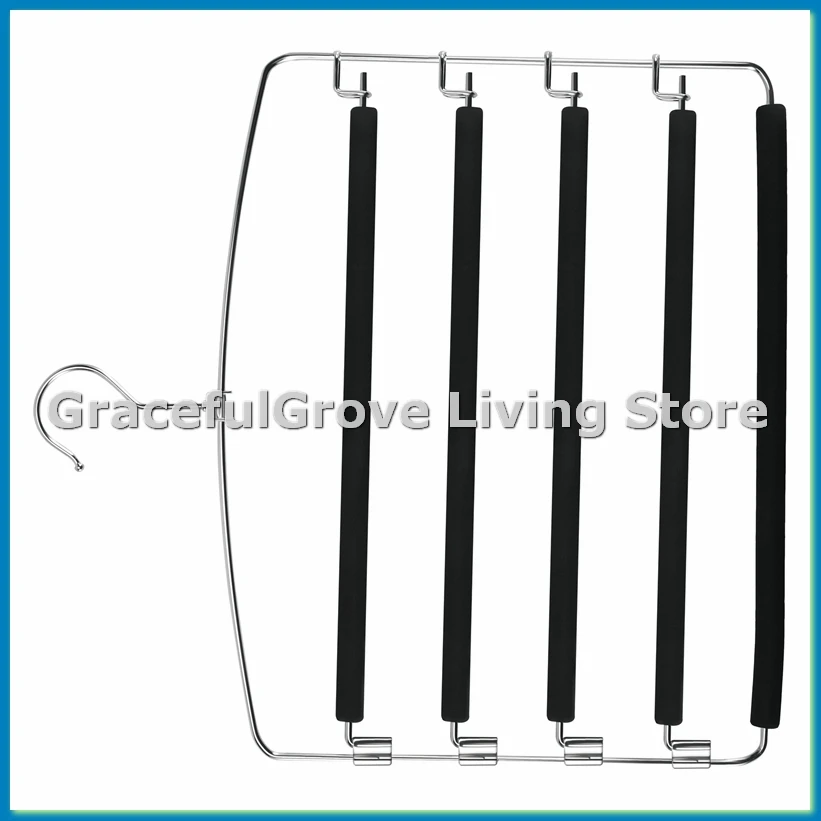 Pants Hangers 5 Layers Metal Slack Magic Hangers Non-Slip Foam Padded Swing Arm Space Saving-ABFB
