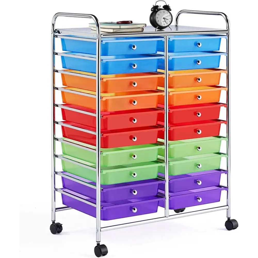 

20 Ders Rolling Storage Cart Multipose Movable Organizer Cart Tools Scrapbook Paper Organizer on Wheels, Multicolor