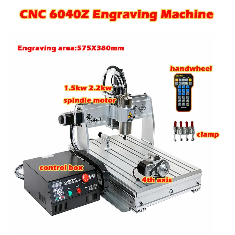 LY CNC 6040 Engraving Machine 3/4Axis 1500W 2200W USB Spindle Water Cooled Wood Metal Carving Machine