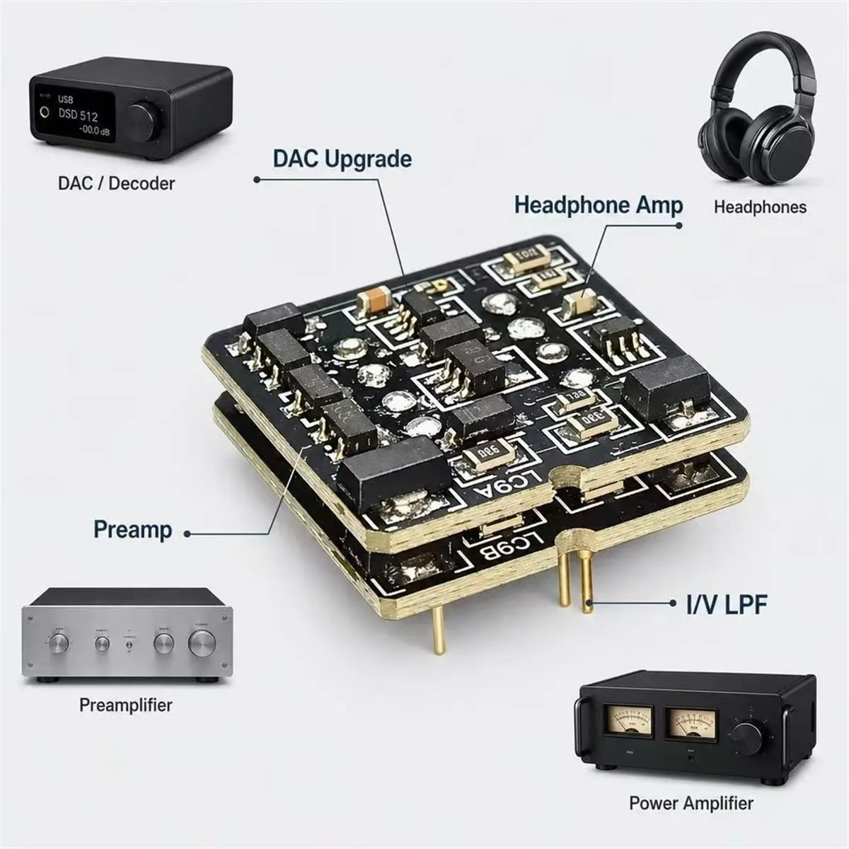LC9 Class A High-Current 160mA Dual Op Amp Module - Low-Noise, High-Resolution, Upgrade of OPA2828 ADA4625