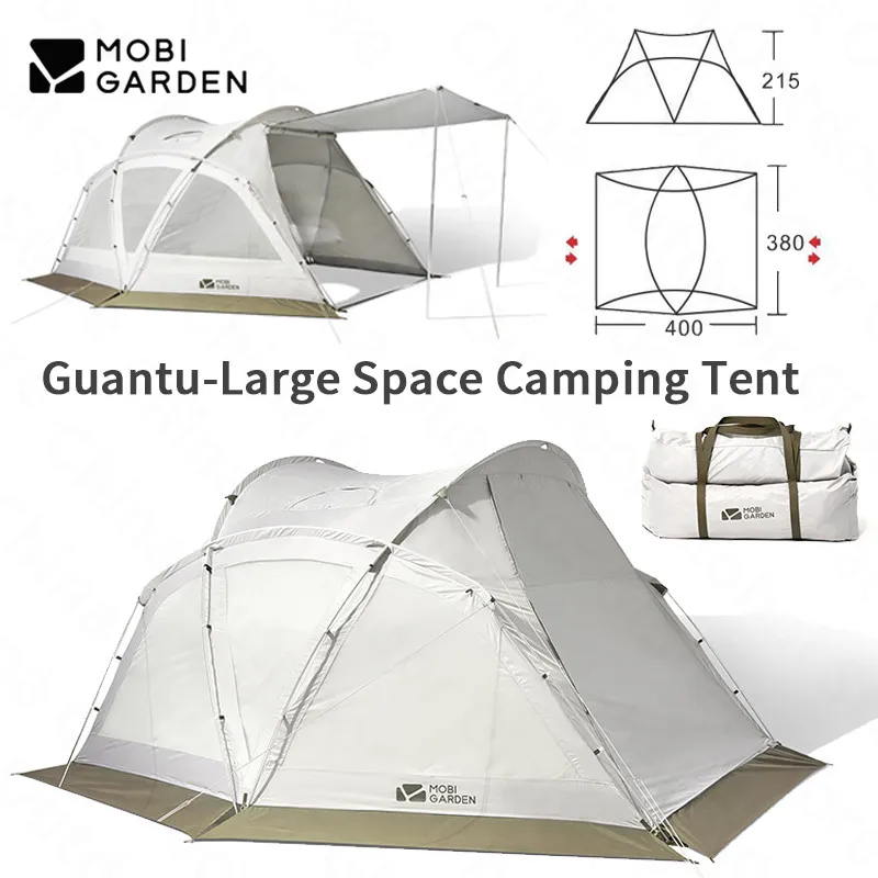 Mobi Garden 5-8 Persons Large Space Tent Portable Folding Camping Tent With Chimney Mouth Family Outdoor Picnic Easy To Build