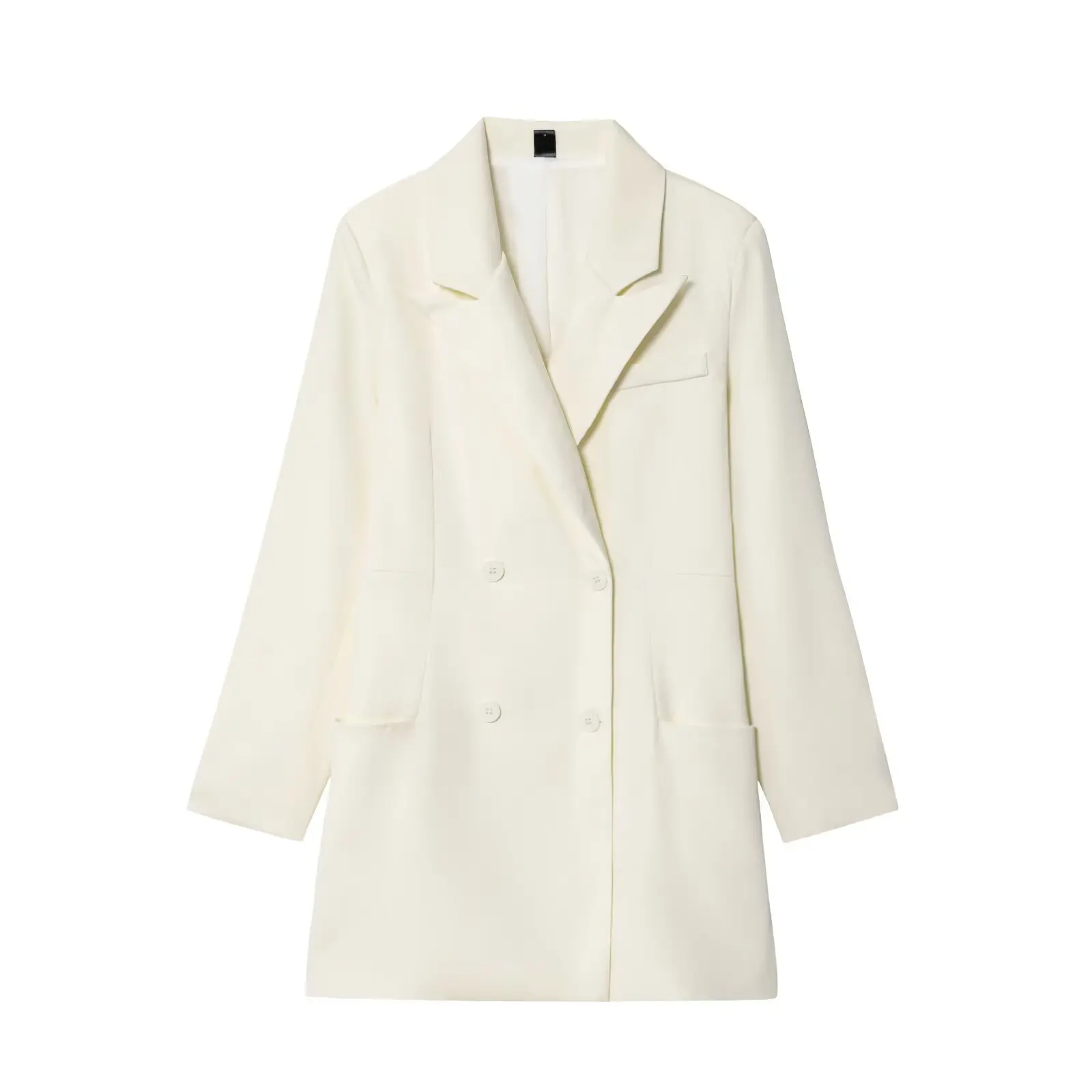 

Fashion Slim Waist Women's White Blazer Coat Double-Breasted Long Sleeve Shoulder Pads Jacket Female 2025 Spring Autumn Outwears